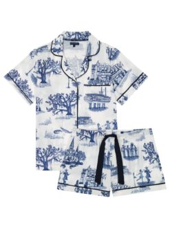 katie kime new orleans toile pj short set in navy