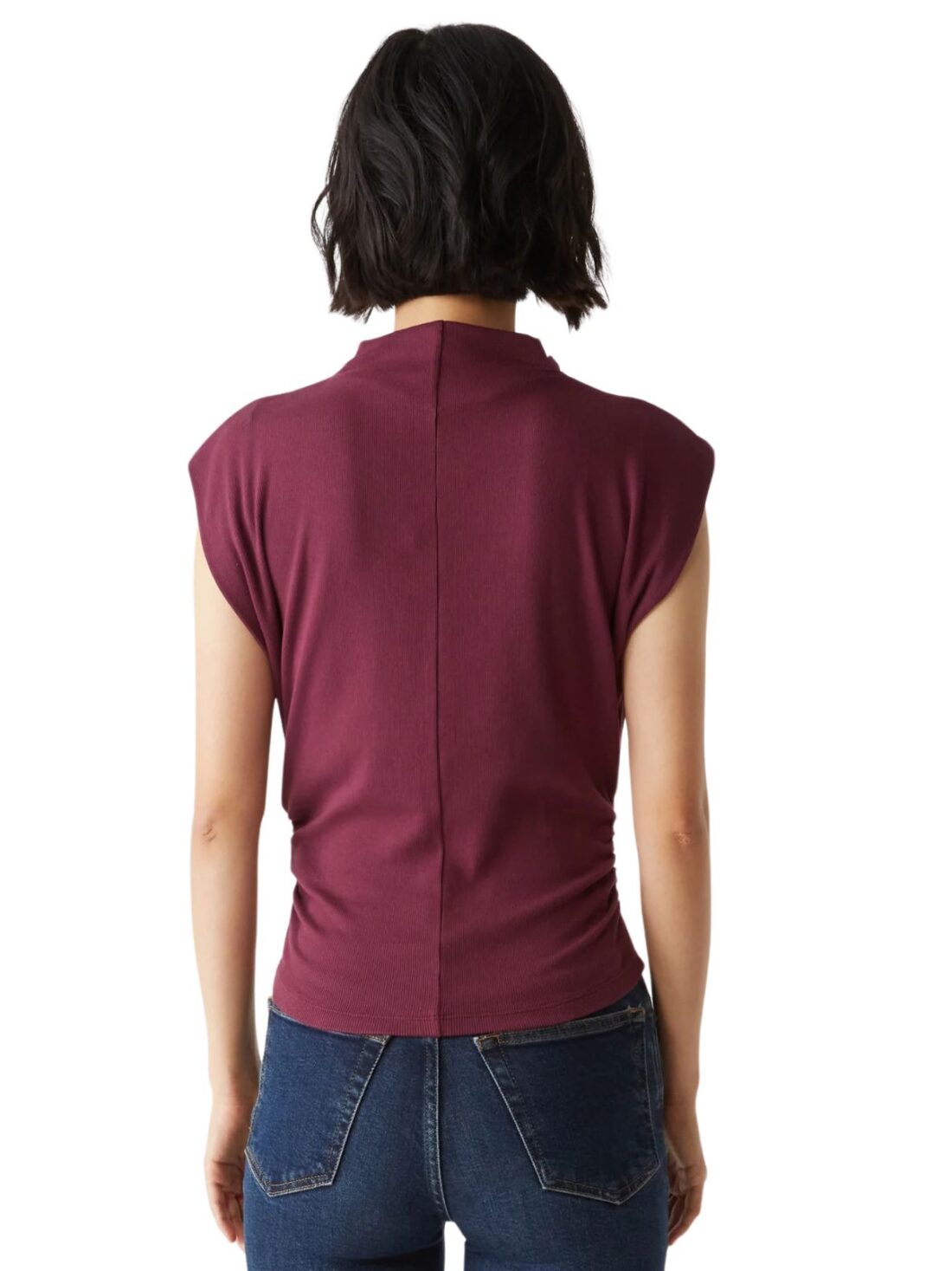 michael stars amara power shoulder top in beetroot