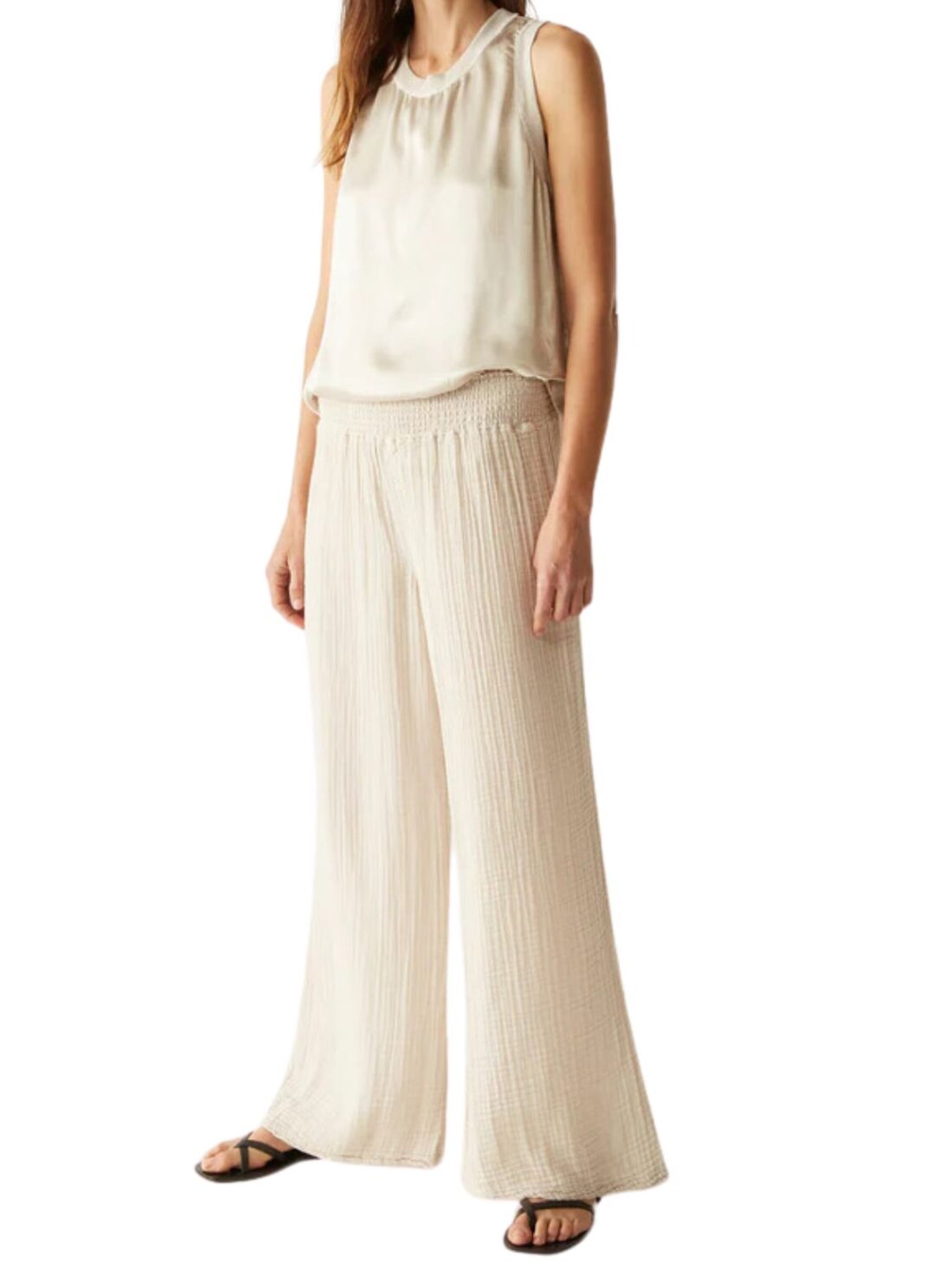 michael stars gauze susie wide leg pant in cement