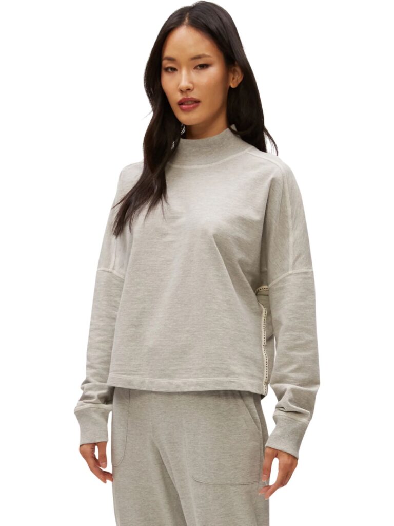 michael stars mila mock neck sweatshirt in heather grey