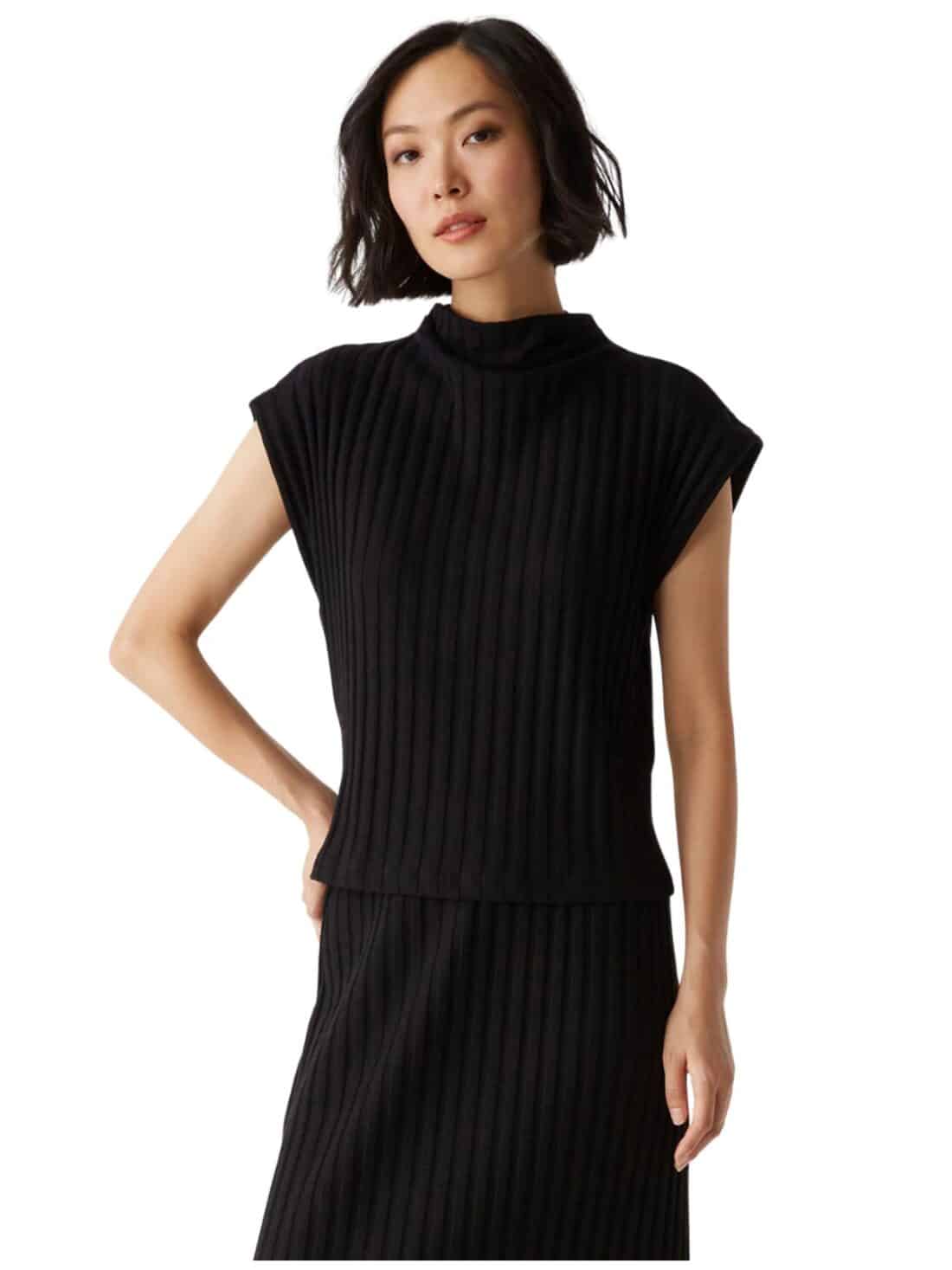 michael stars nara mock neck in black