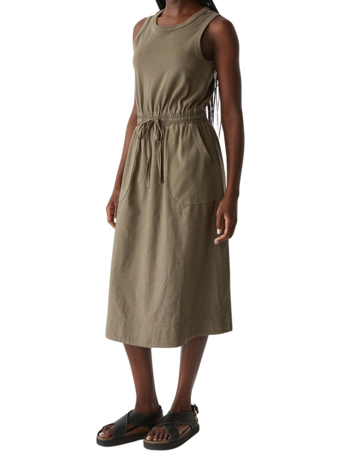 michael stars wilhelmina mixed midi dress in camo