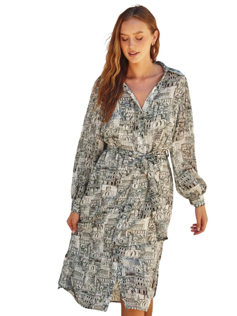 midi printed shirt dress in marseill