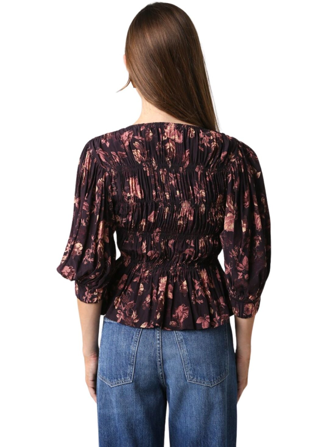 olivaceous floral blouse in brown