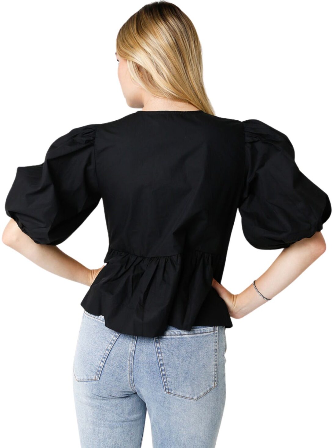 olivaceous triple tie top in black