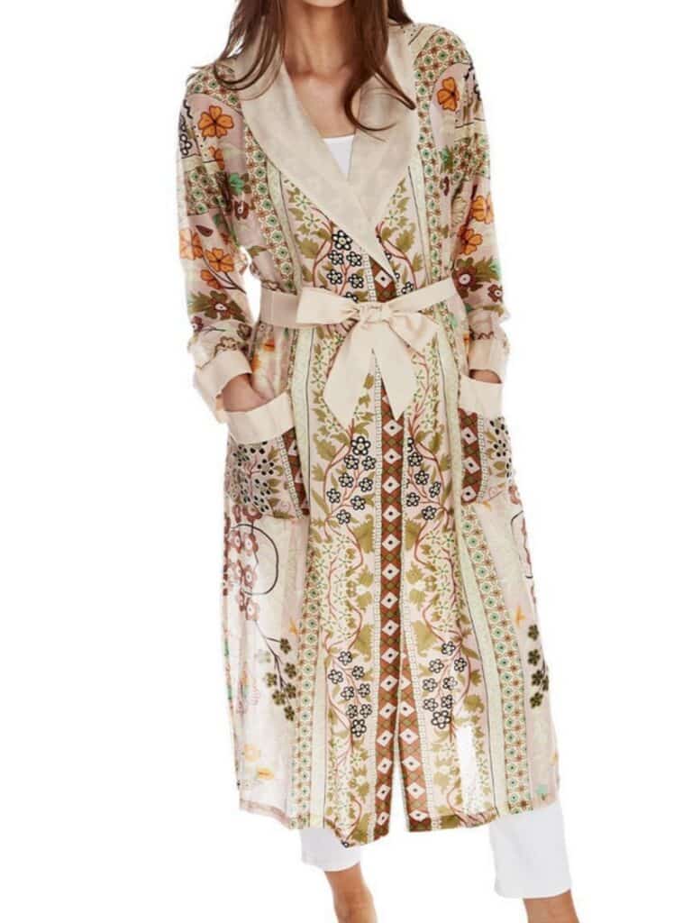 one hundred stars floral arch robe in brown/cream