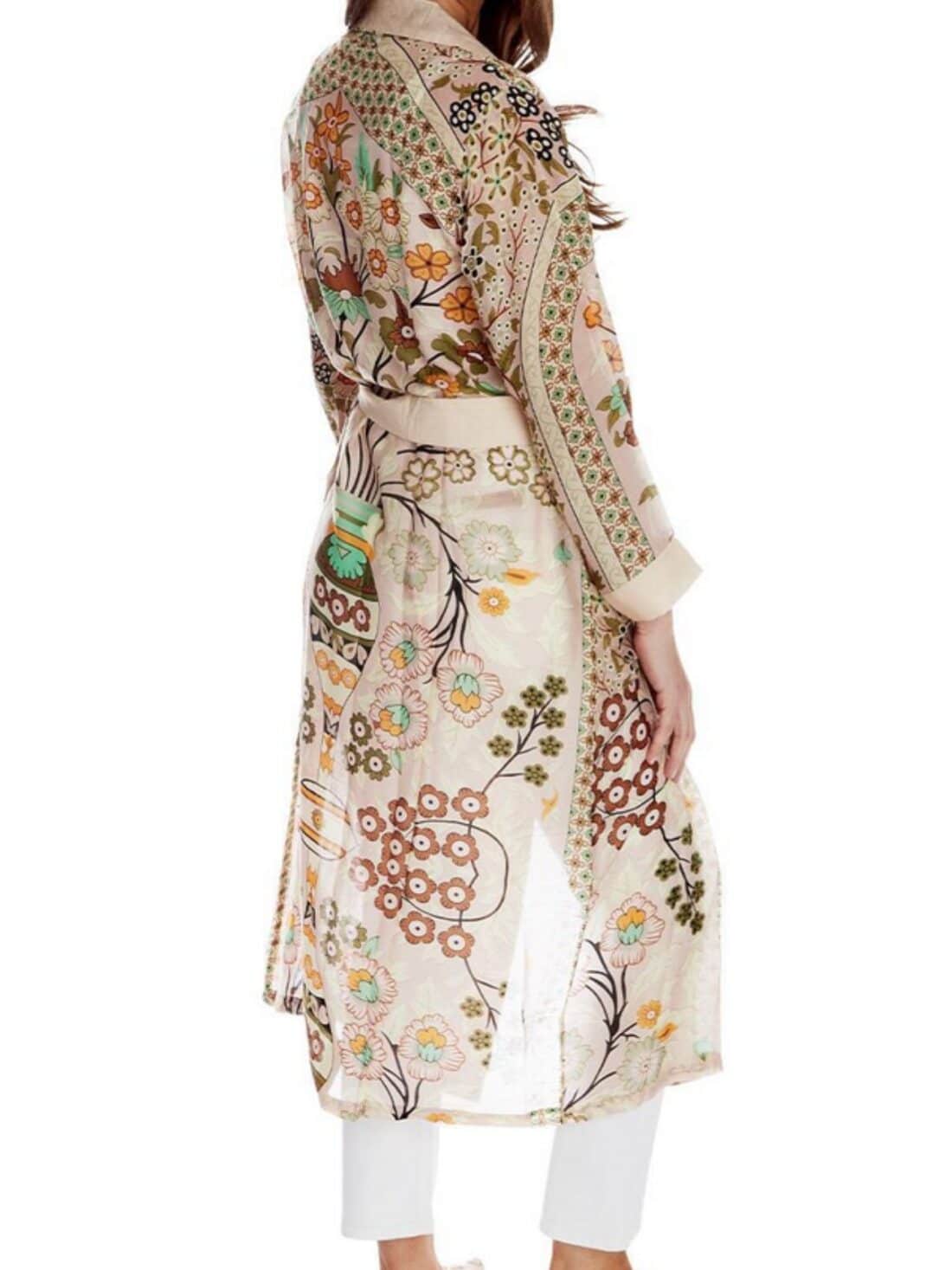 one hundred stars floral arch robe in brown/cream