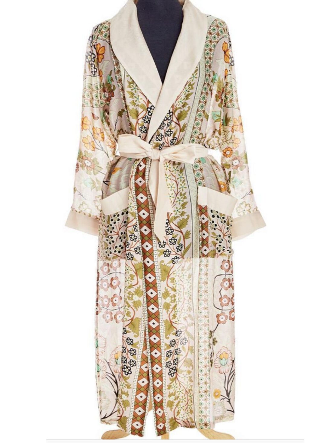 one hundred stars floral arch robe in brown/cream