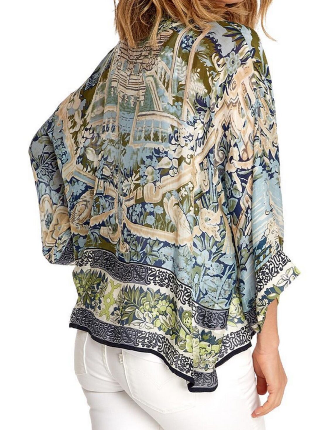 one hundred stars tapestry sea print short kimono