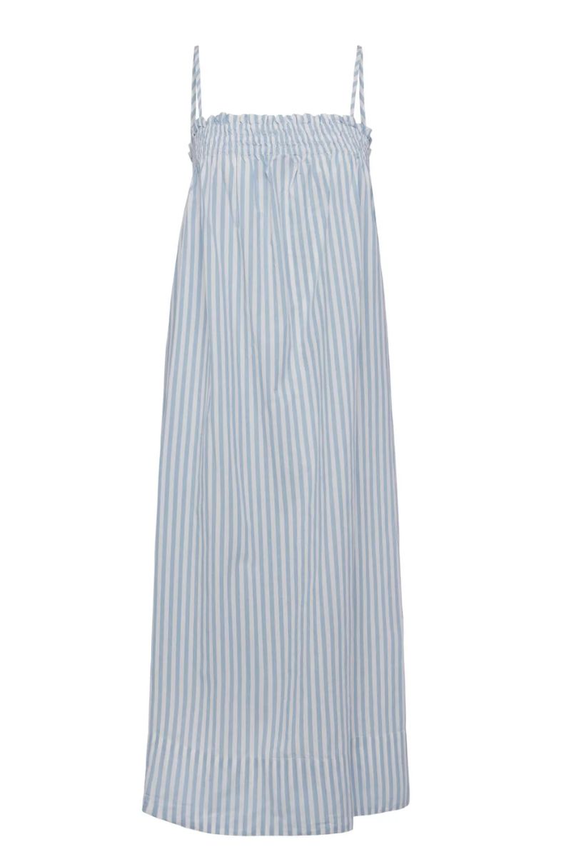 Pistola Farrah Ruffle Dress in Blue Mist Stripe | Cotton Island Women's ...