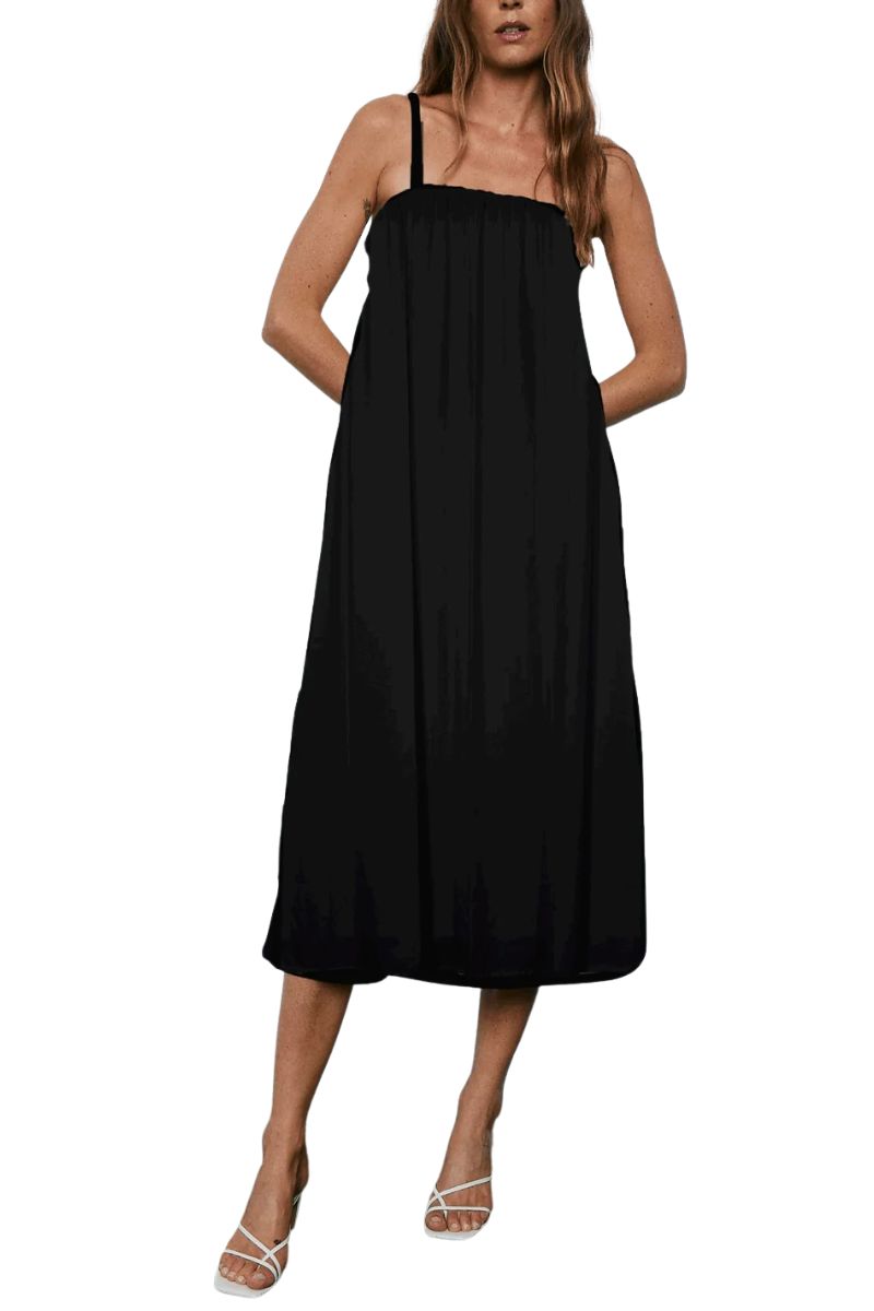 Pistola Farrah Ruffle Dress in Noir | Cotton Island Women's Clothing ...