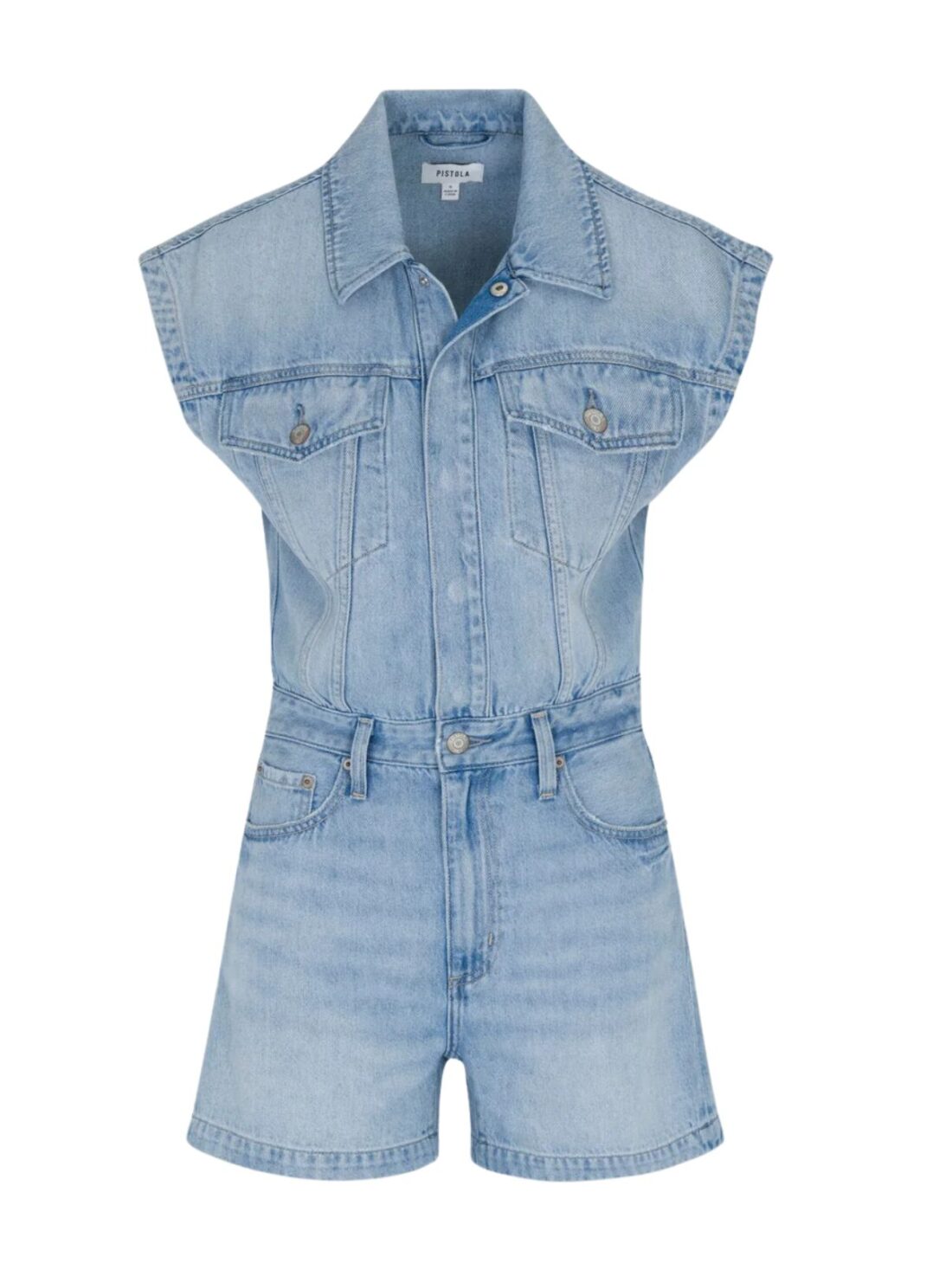 pistola lennox romper in roma denim