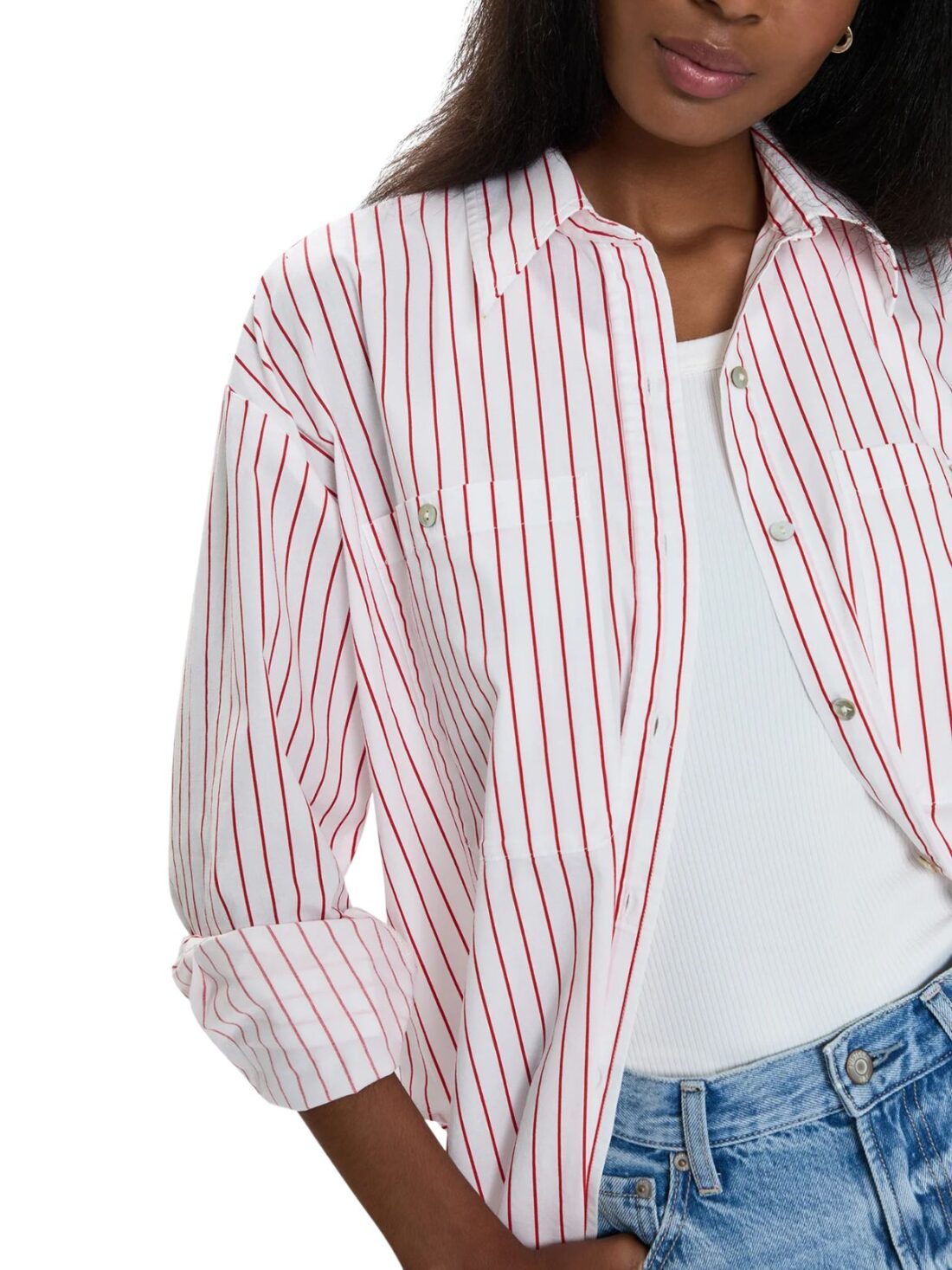 pistola samantha stripe shirt in ruby