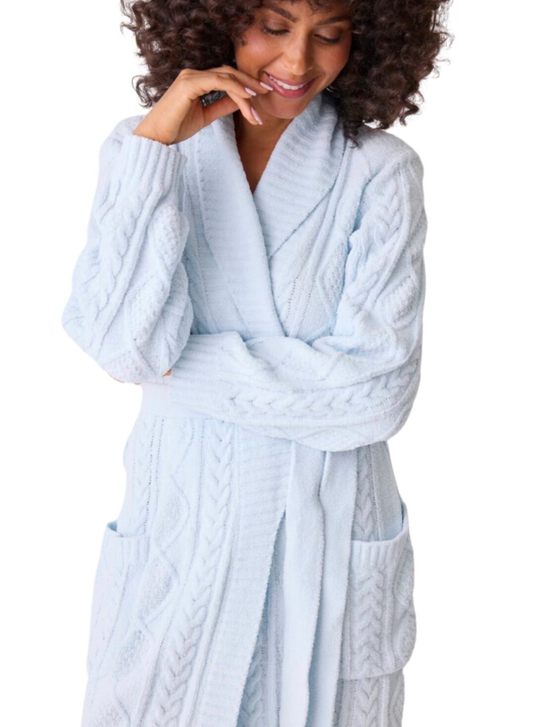 pj salvage cable crew robe in blue