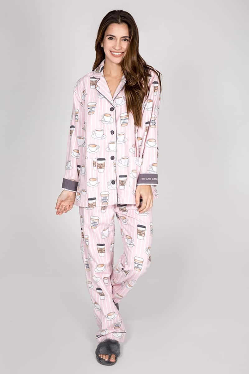 PJ Salvage Rise and Grind Flannel PJ Set in Blush | Cotton Island Women ...