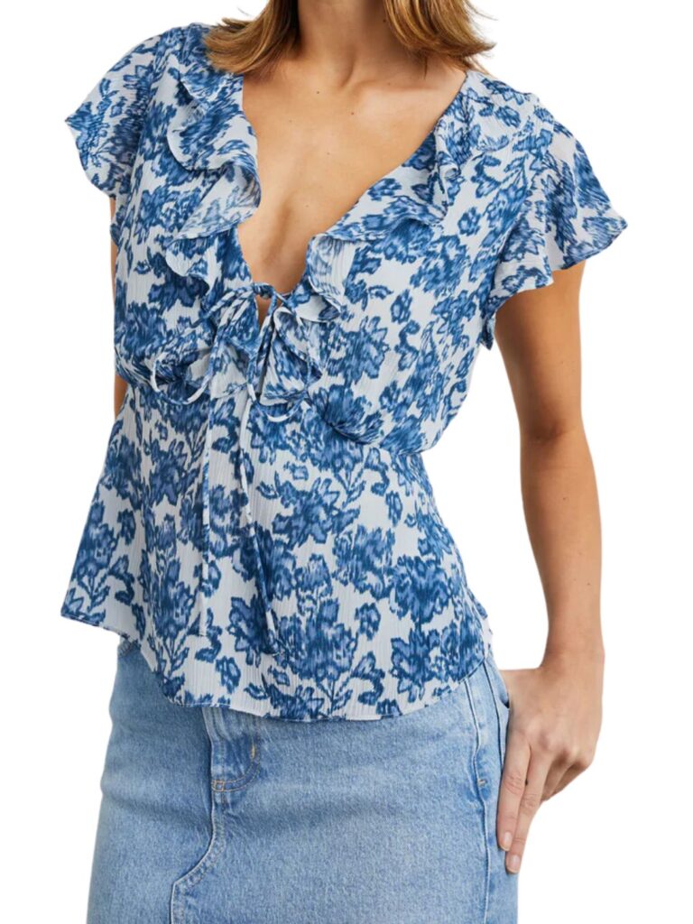 rails carmine chambray floral top