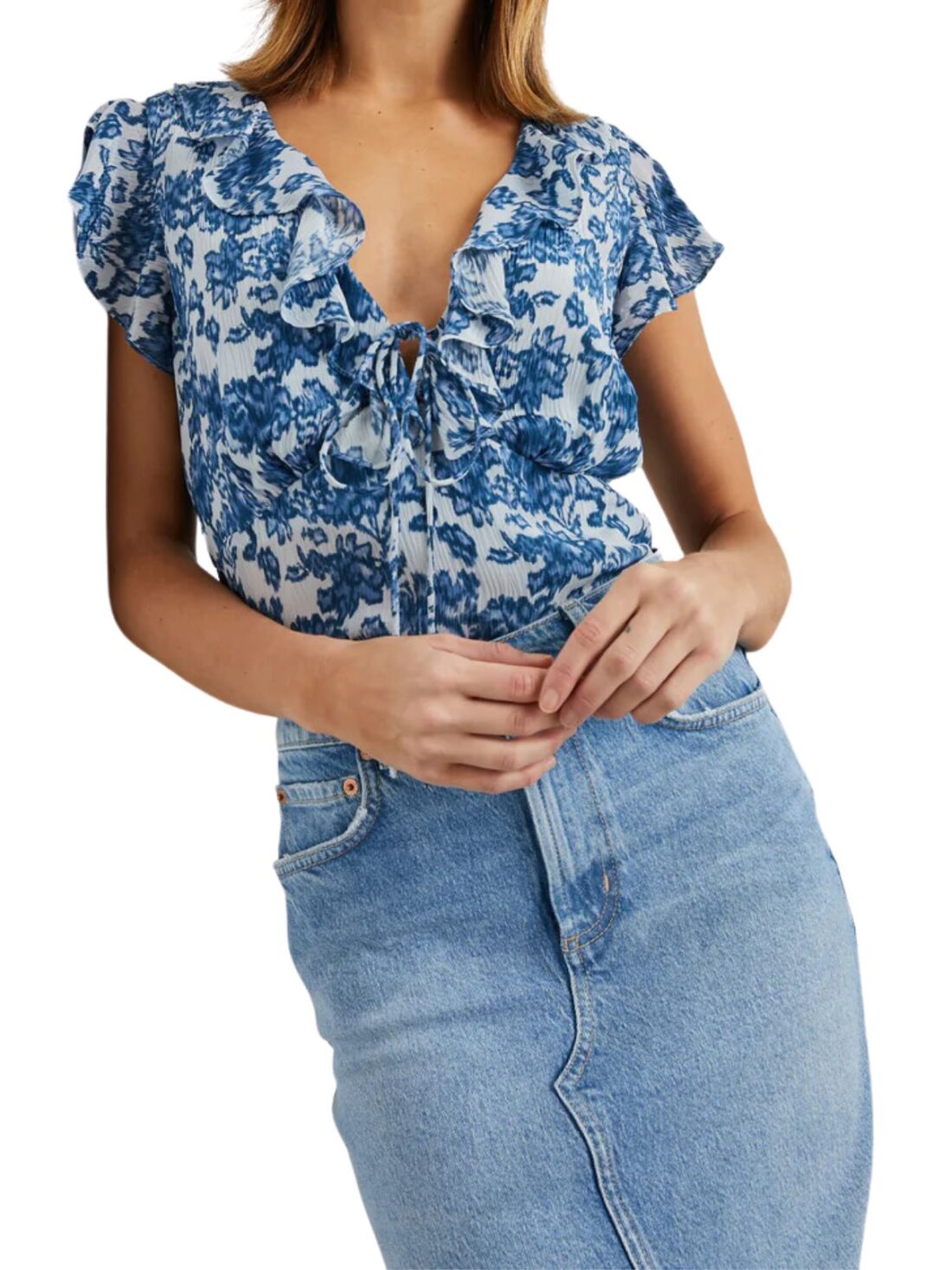 rails carmine chambray floral top