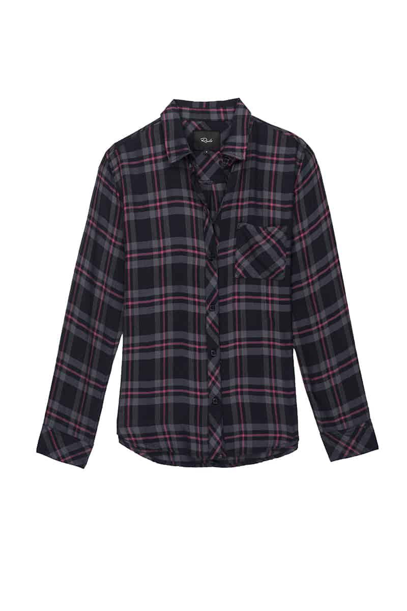 Rails Hunter Button-Up Shirt in Coal Grey Rose Plaid | Cotton Island ...