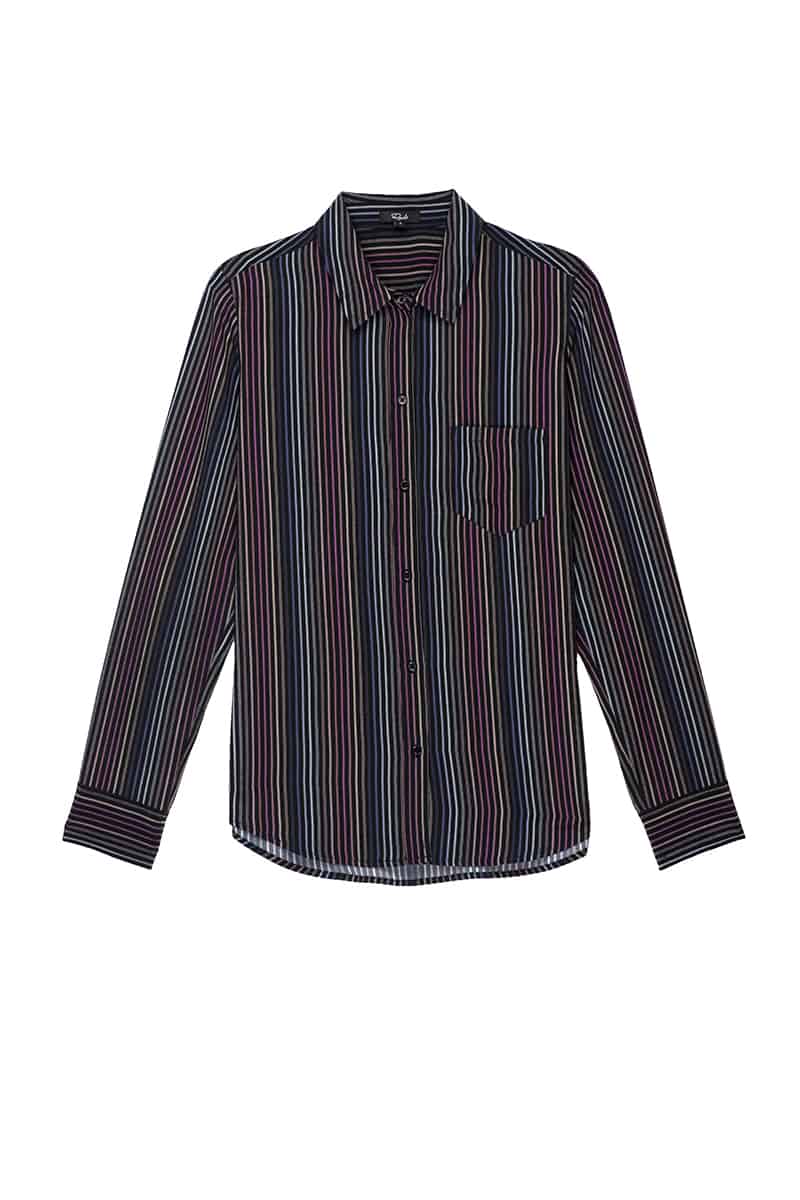 Rails Kate Button Down Shirt in Rainbow Stripe Silk | Cotton Island ...