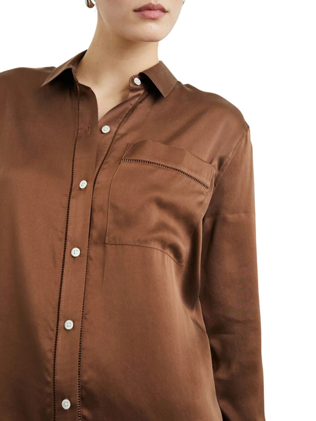 rails oak espresso silk blouse