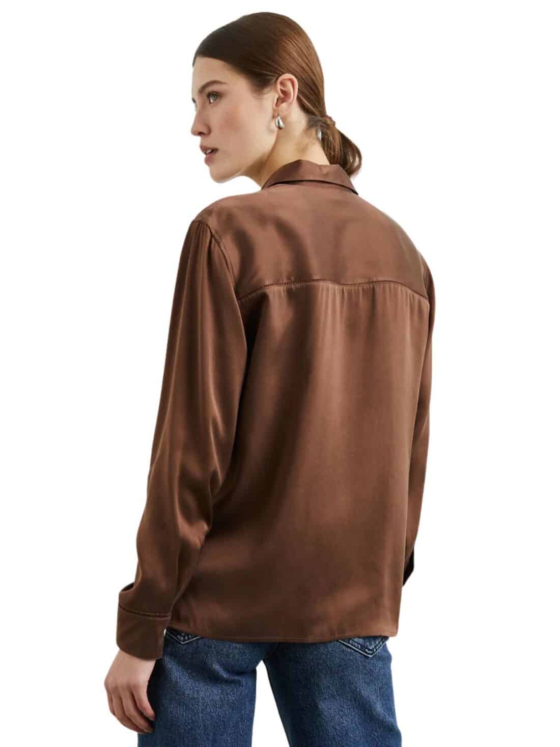 rails oak espresso silk blouse