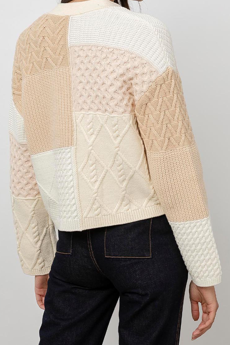 Rails Reese Cream Patchwork Cable Sweater | Cotton Island Women's ...
