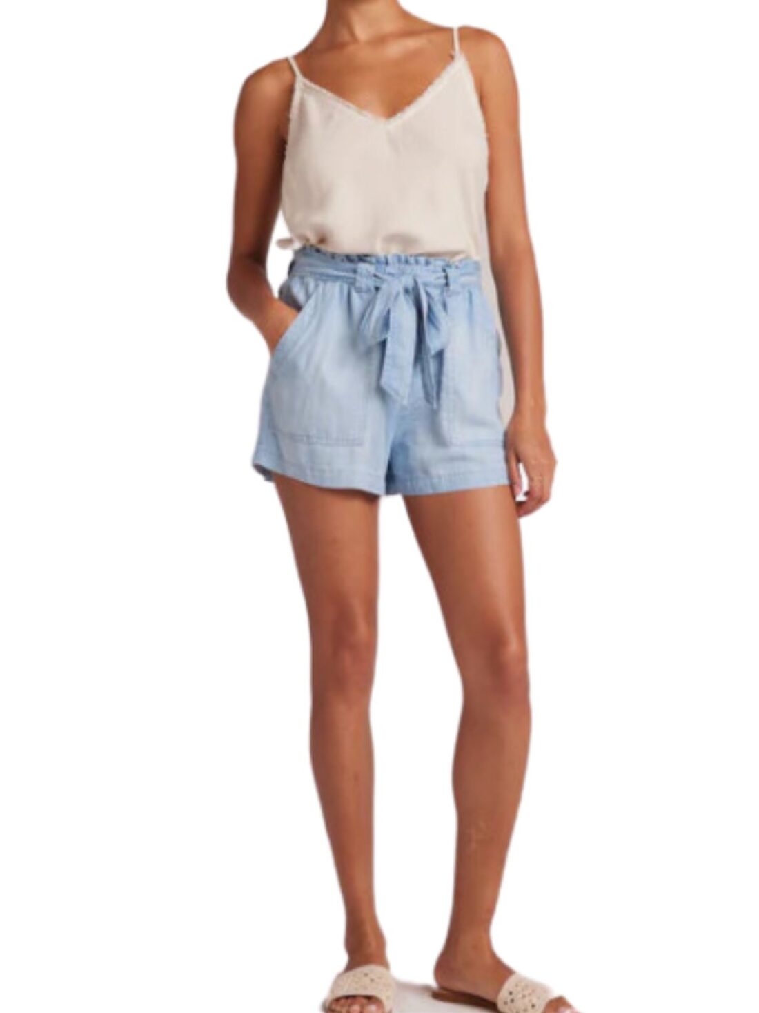 bella dahl belted pocket short in caribbean wash