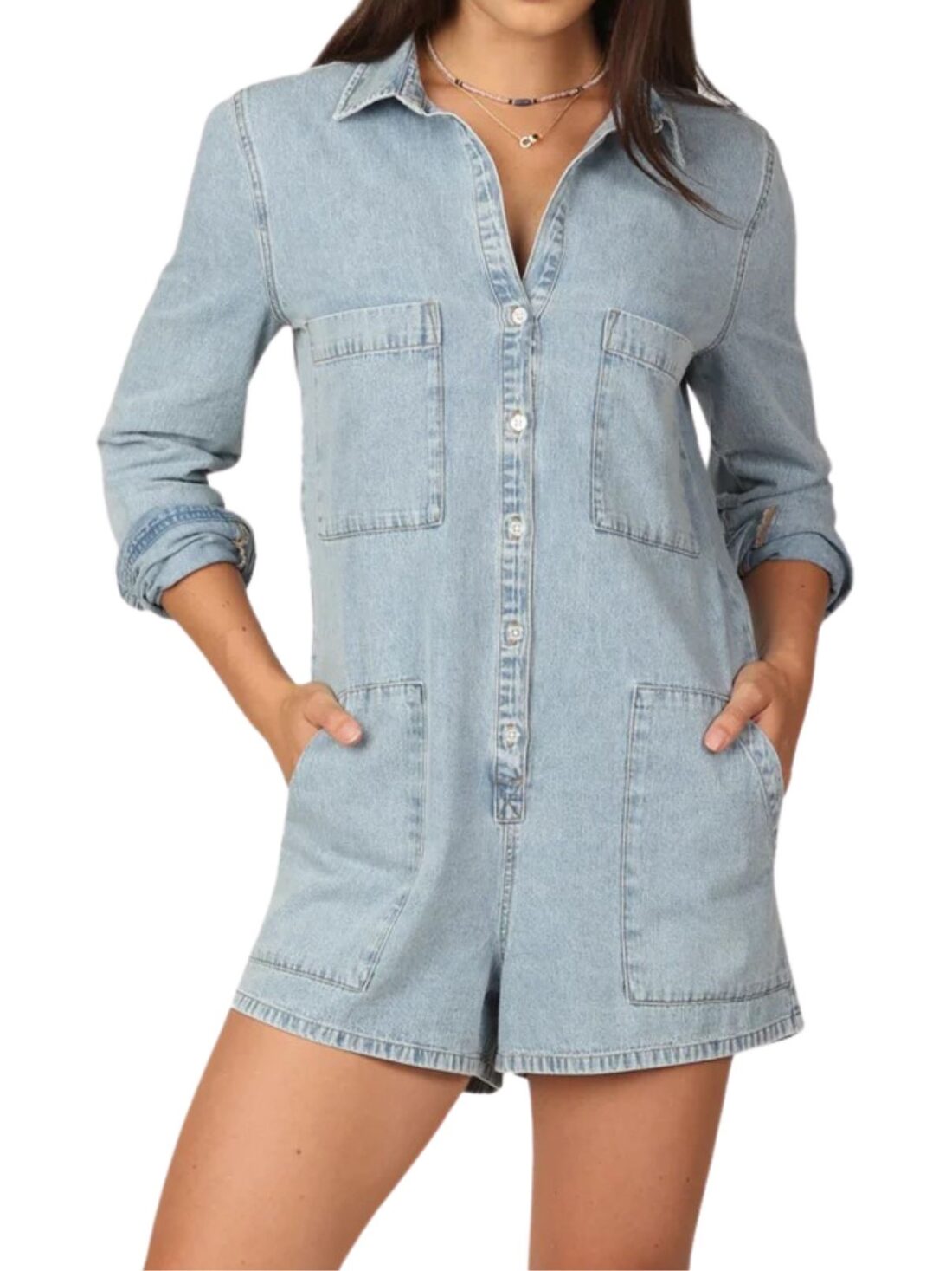 dylan whitney romper in denim