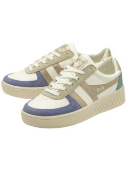 gola grandslam quadrant sneaker white/lav/gold/green