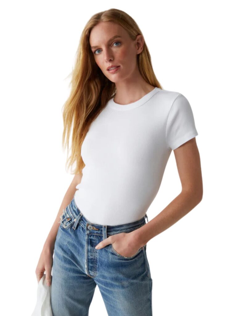 michael stars 100% cotton lexy tee in white