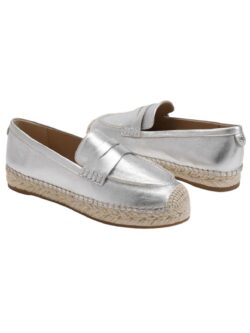 sam edelman kai espadrille flat loafer in soft silver