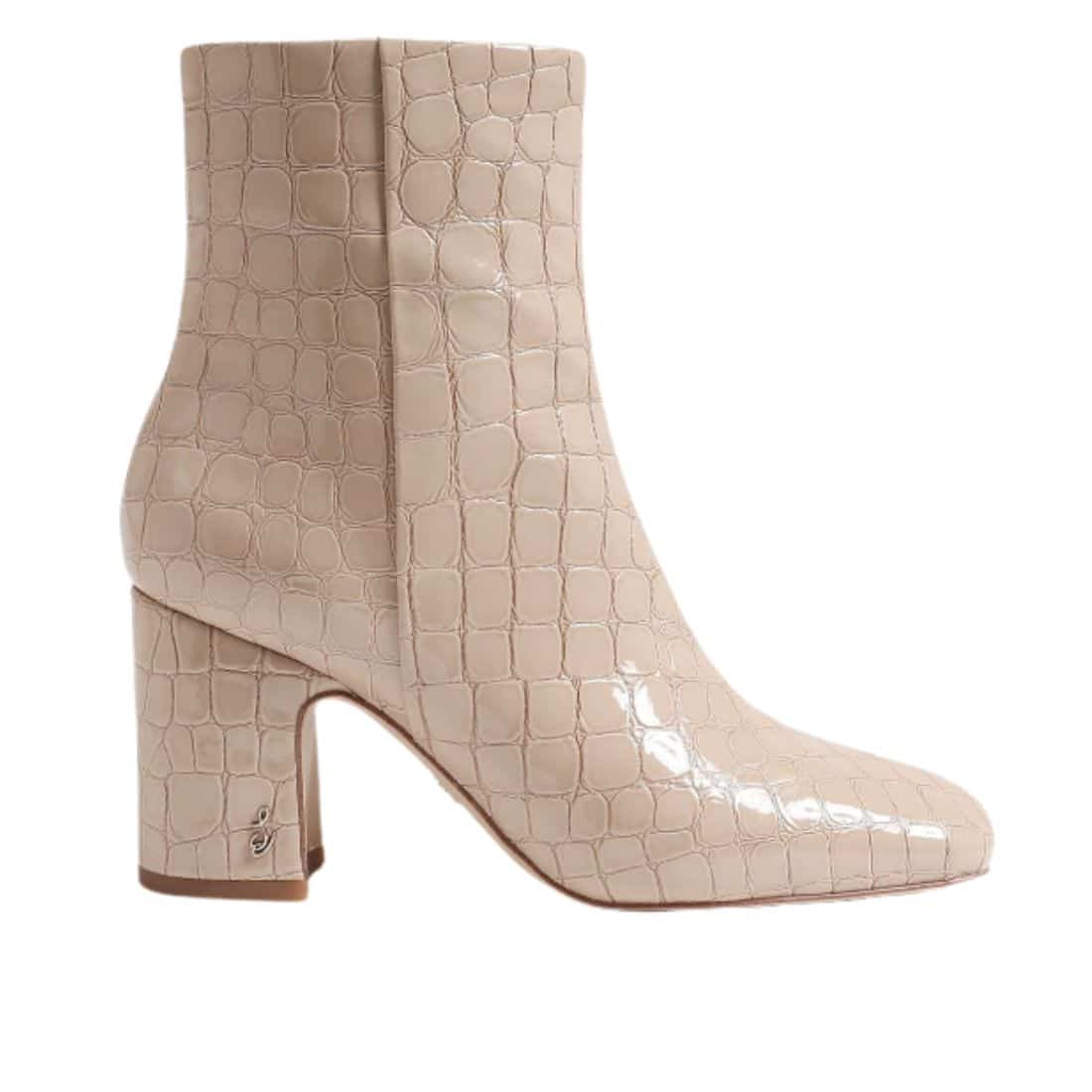 Sam Edelman Fawn Bootie In Chai Croc Patent Cotton Island Womens