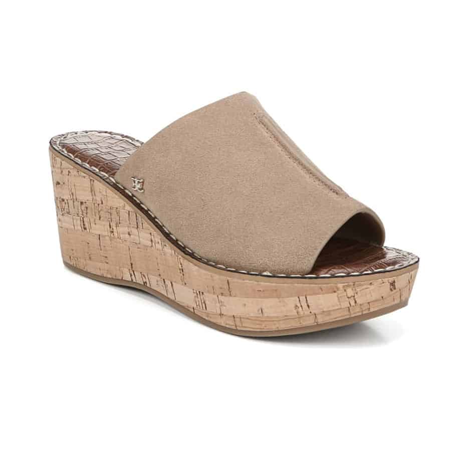 Sam Edelman Ranger Open Toe Wedge in Suede Oatmeal | Cotton Island ...