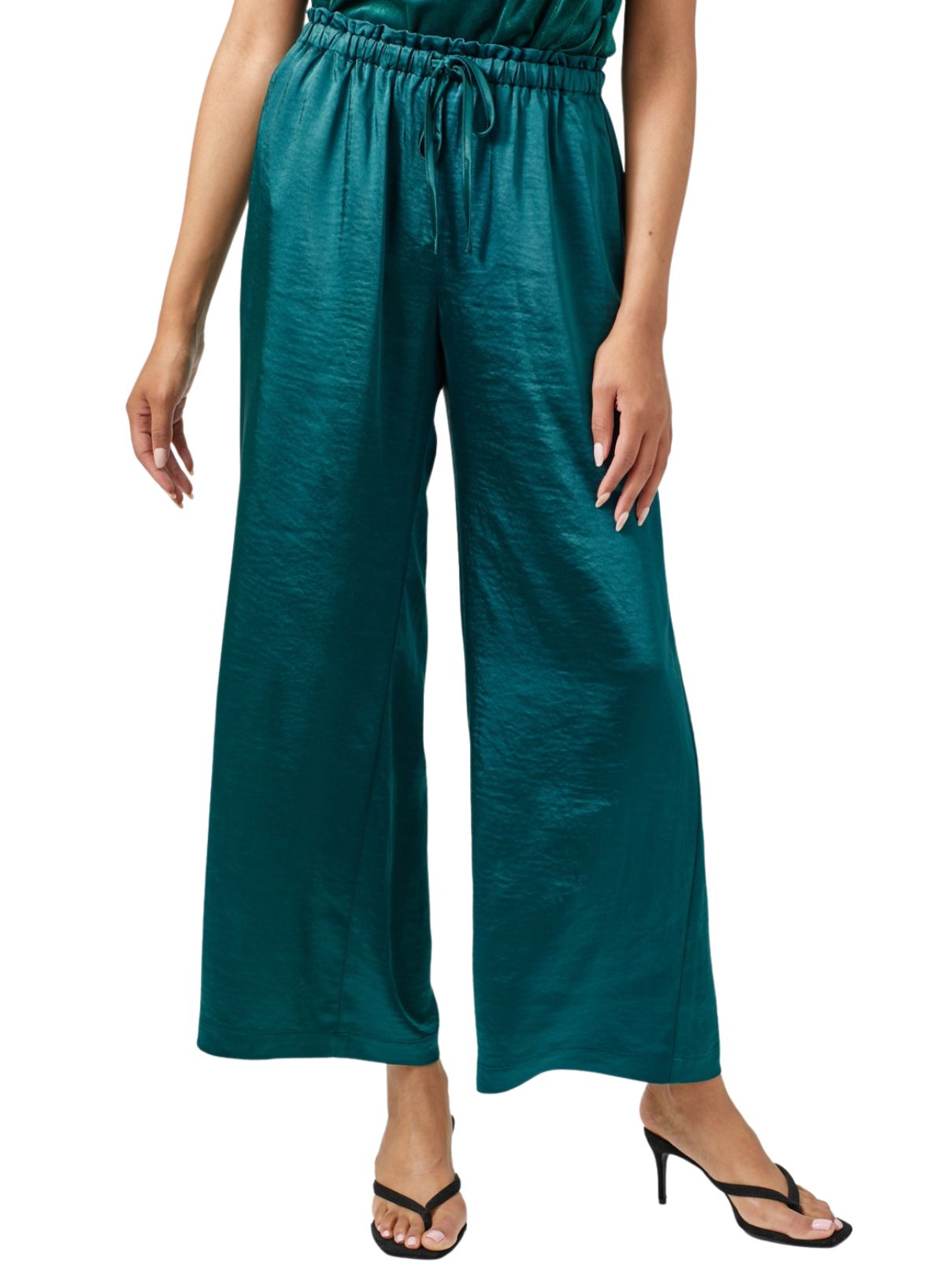 Satin Wide Leg Pant in Teal | Cotton Island Women's Clothing Boutique