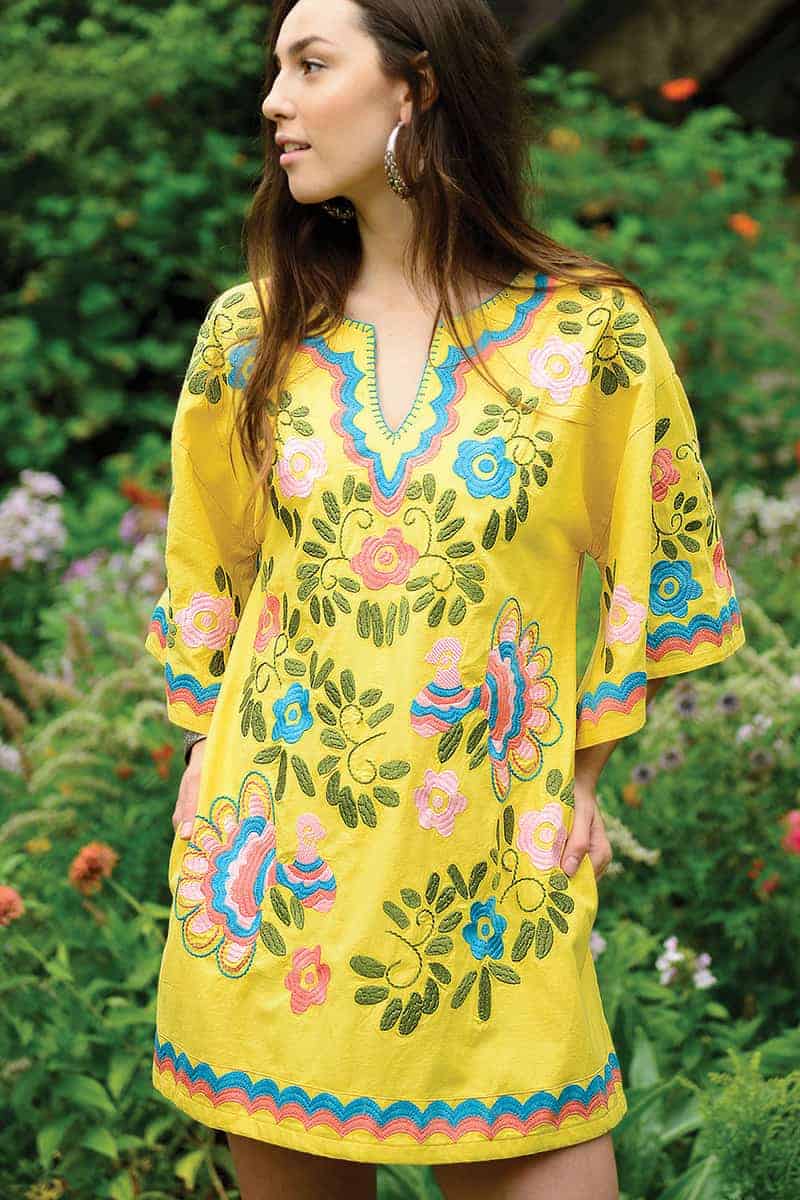 sister-mary-embroidered-yellow-bell-sleeve-nina-dress-26334 – Cotton