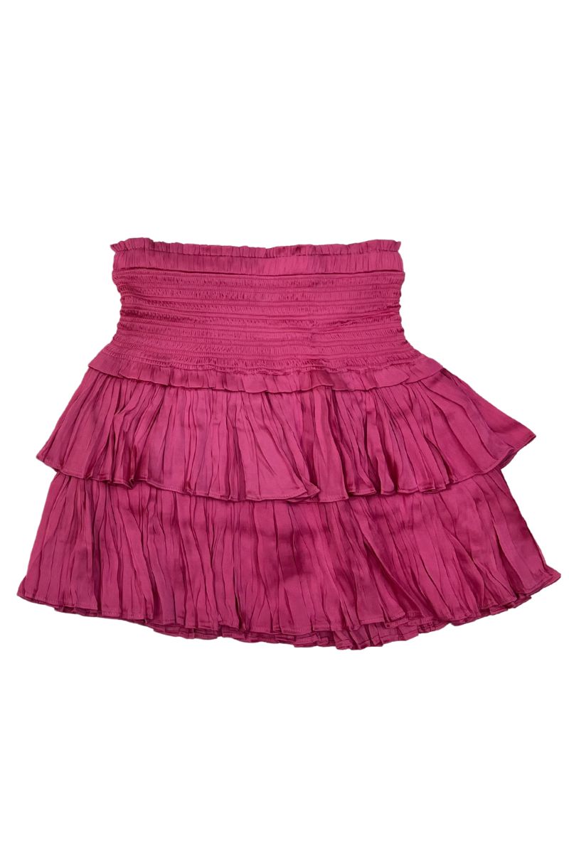 Reset By Jane Smocked Layered Hot Pink Skirt Cotton Island Womens Clothing Boutique 8022