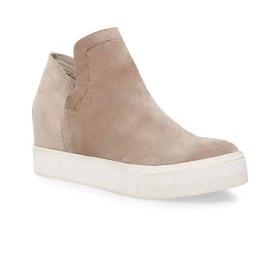 Steve Madden Taupe Suede Wrangle Slip-on Wedge | Cotton Island Women's ...