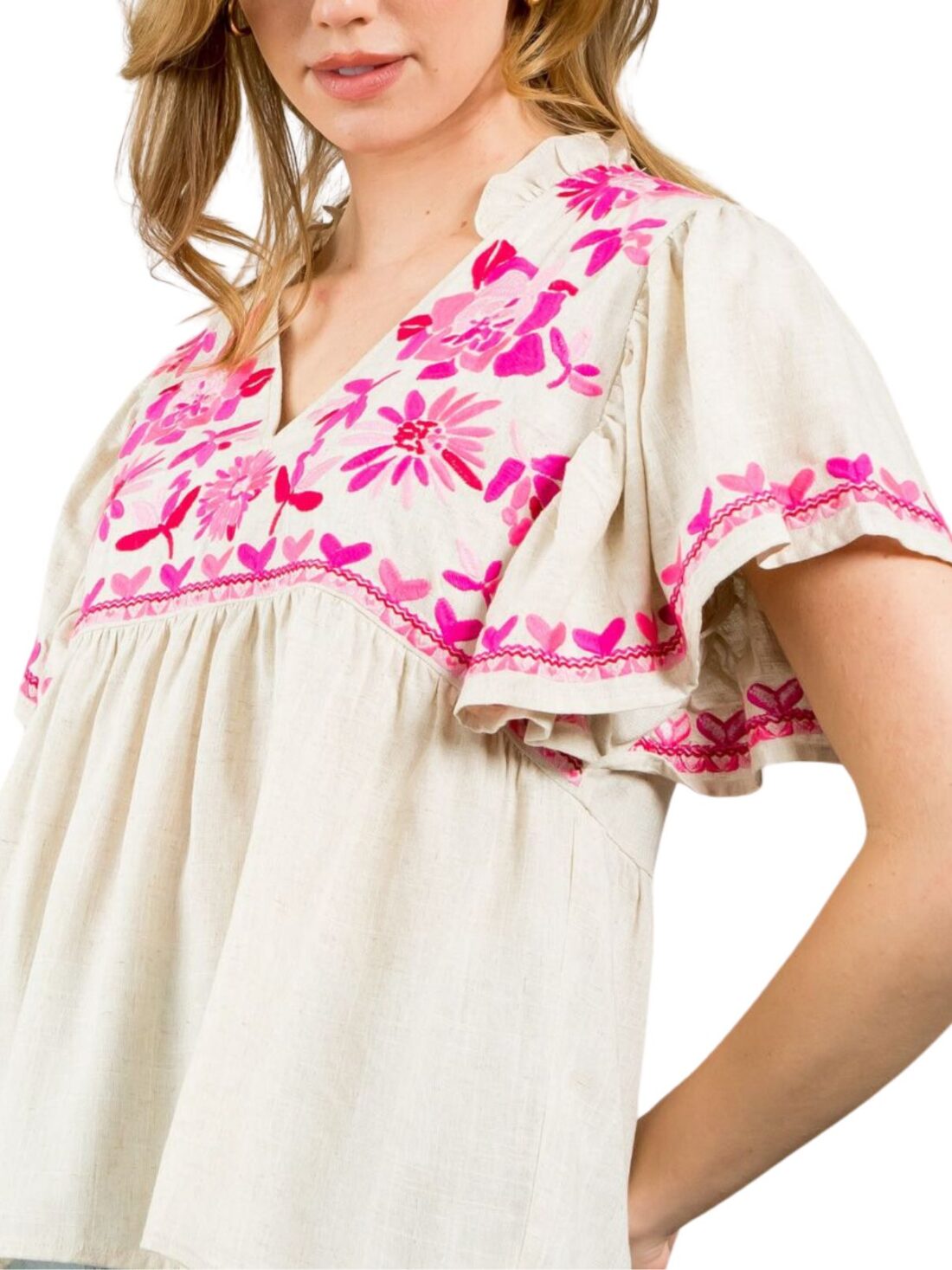 thml pink embroidered top