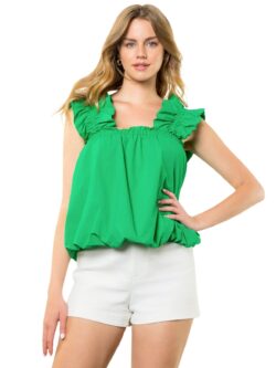 thml poplin tank in green