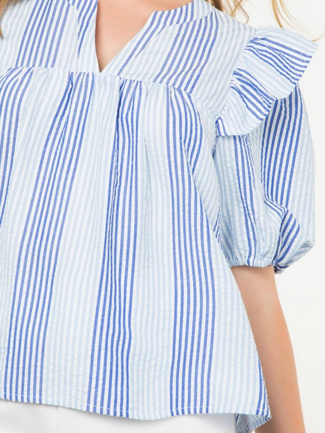 thml puff sleeve stripe blouse