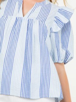 thml puff sleeve stripe blouse