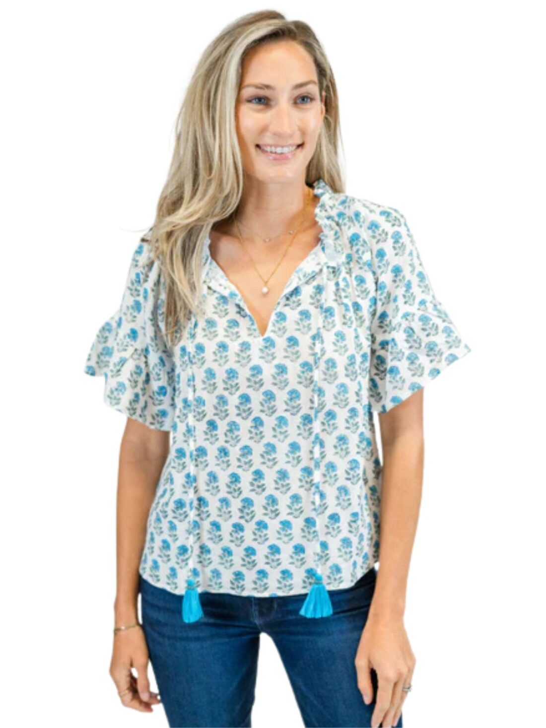 victoria dunn bristol blouse in cabana blue