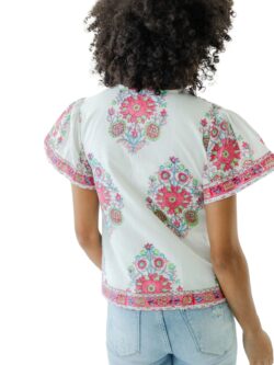 victoria dunn catalina blouse in limeade