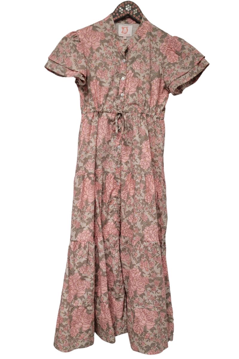 Victoria Dunn Magnolia Flutter Sleeve Dress in Rosewater | Cotton ...