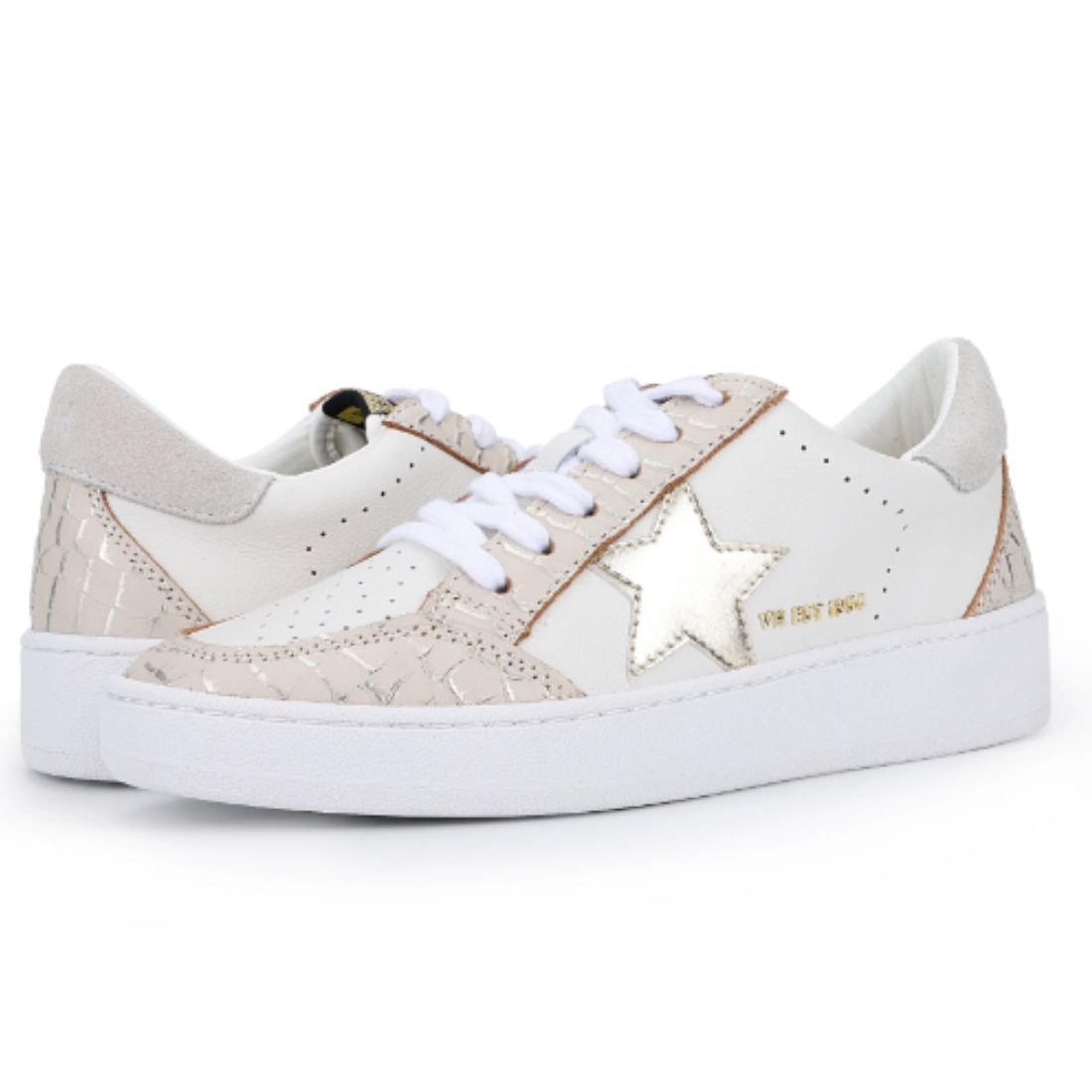 Vintage Havana Denisse White/Blush Croco Sneaker | Cotton Island Women ...