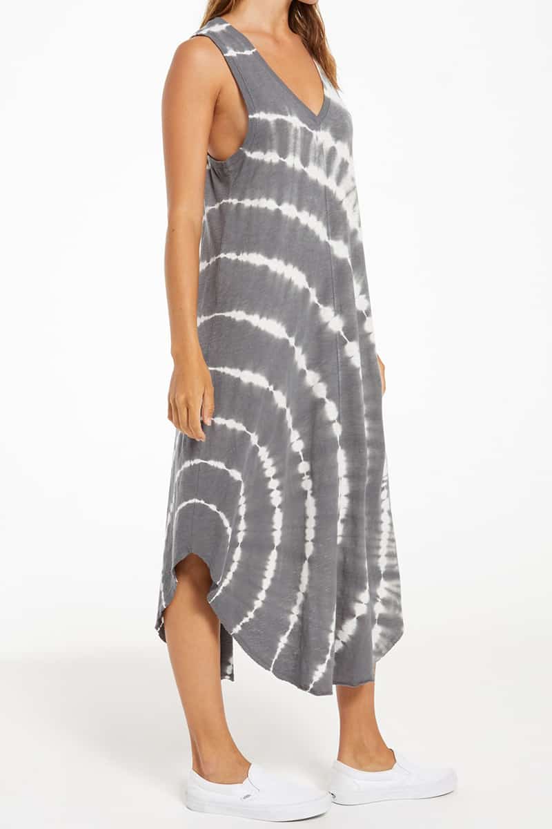 Z Supply 100% Cotton Reverie Tie Dye Charcoal Dress | Cotton Island ...