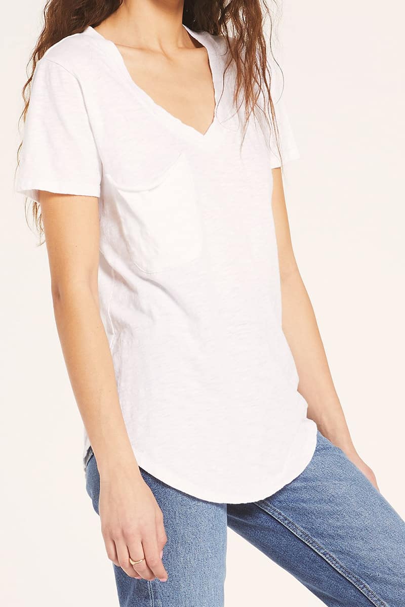 Z Supply 100% Cotton Slub Pocket Tee in White | Cotton Island Women's ...