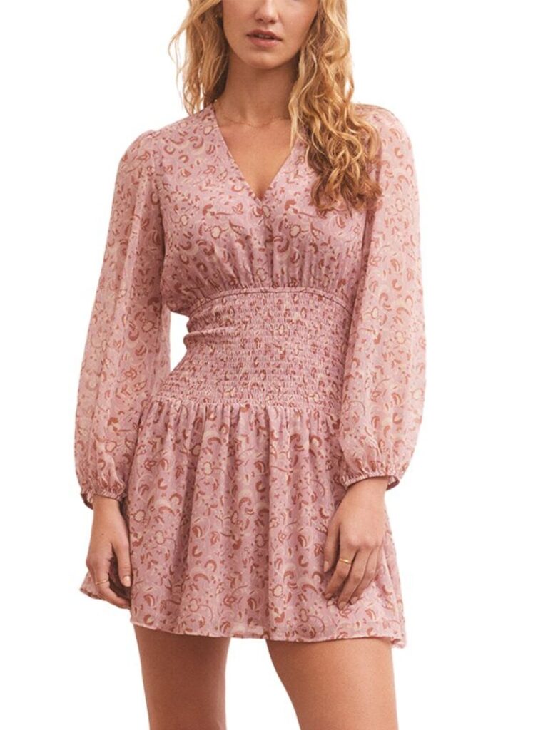 z supply adelaide floral mini shadow dress in mauve