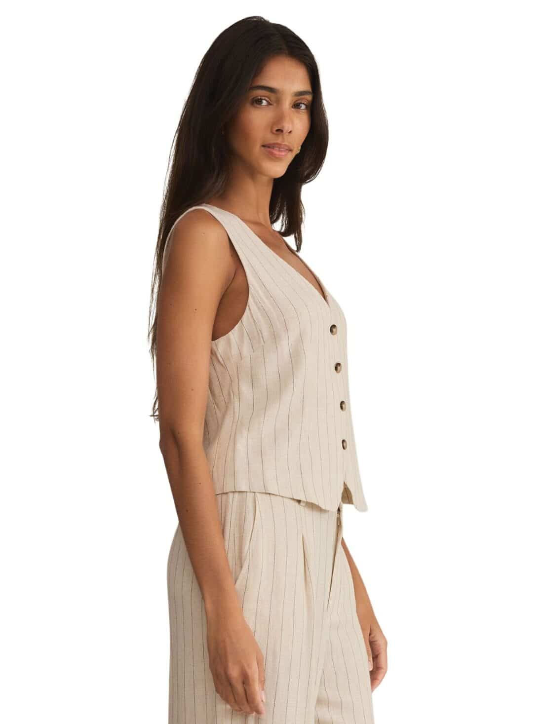 z supply belfort stripe vest in flax