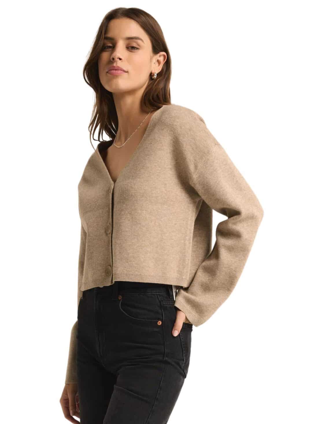 z supply estelle cardigan in oatmeal heather